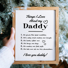 Daddy Wall Print Gift From Daughter Son Christmas Birthday Gifts For Daddy Dad