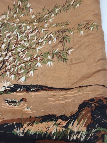 Vintage Signed Jim Thompson 100% Thai Silk SQ Pillow Case 15" Brown Ducks EUC - Picture 4 of 6