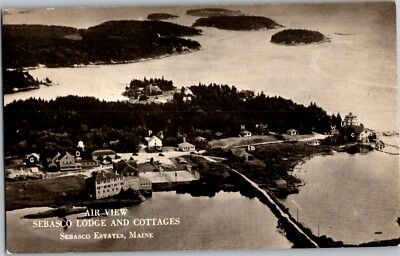Aerial View, Sebasco Lodge and Cottages, Sebasco Estates ME Vintage Postcard A37