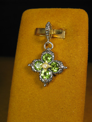 BARBARA BIXBY BLUME CHARM EDELSTEIN PERIDOT WEISSER TOPAS ANHÄNGER Geschenk Weihnachten