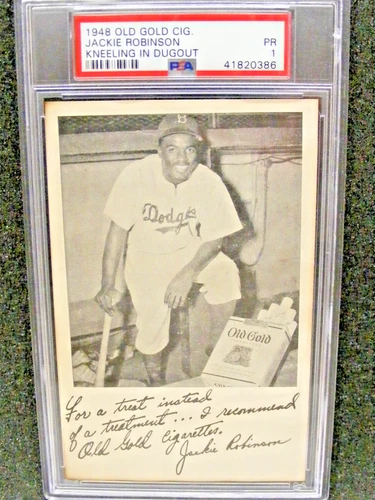 1948 Old Gold Jackie Robinson Kneeling Dugout - Very Nice Eye Appeal For a PSA 1