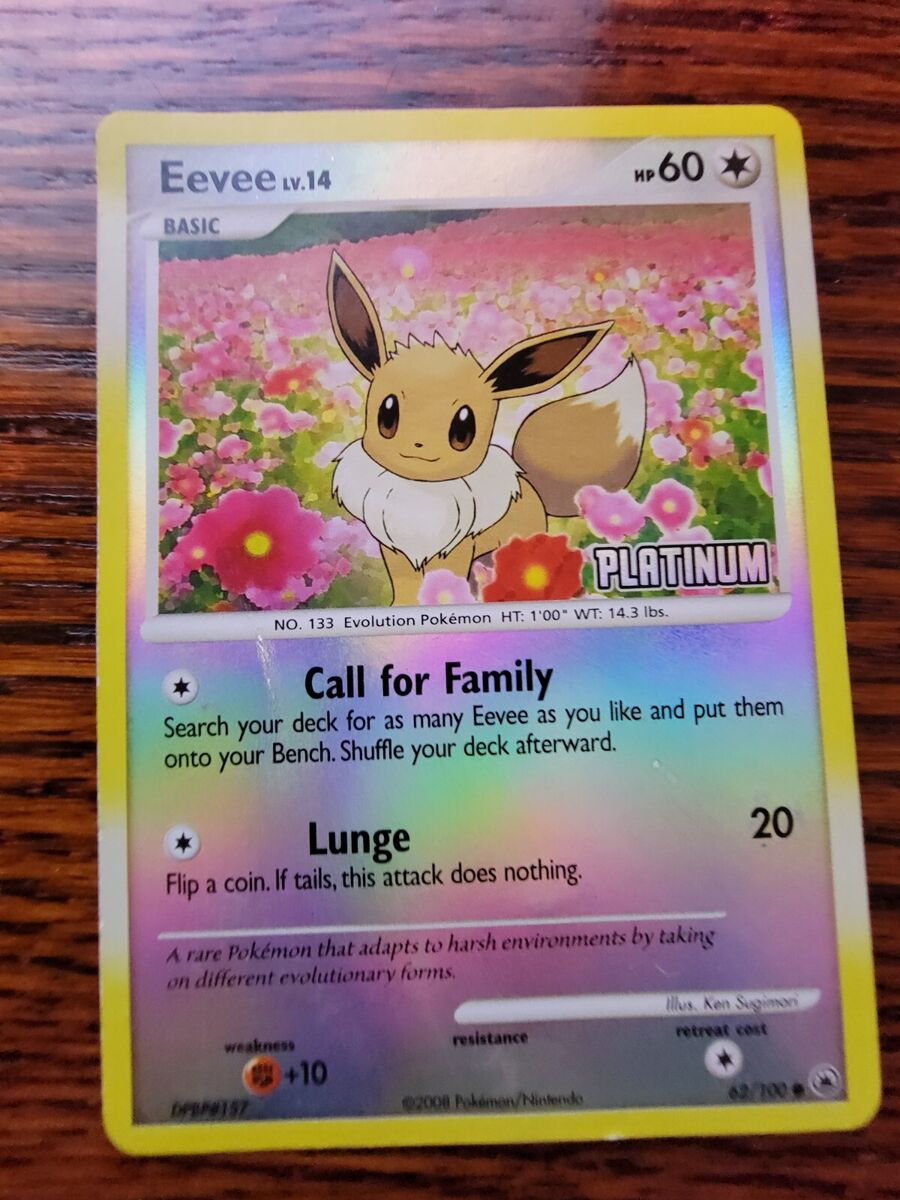 Eevee # 62/100 | RARE Platinum Reverse Holo Card - Pokemon TGC