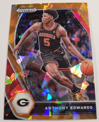 2021-22 Panini Prizm Draft Picks Prizms Orange Ice #65 Anthony Edwards Wolves