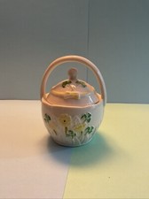 Vintage Belleek Basket with Handle and Lid - ...