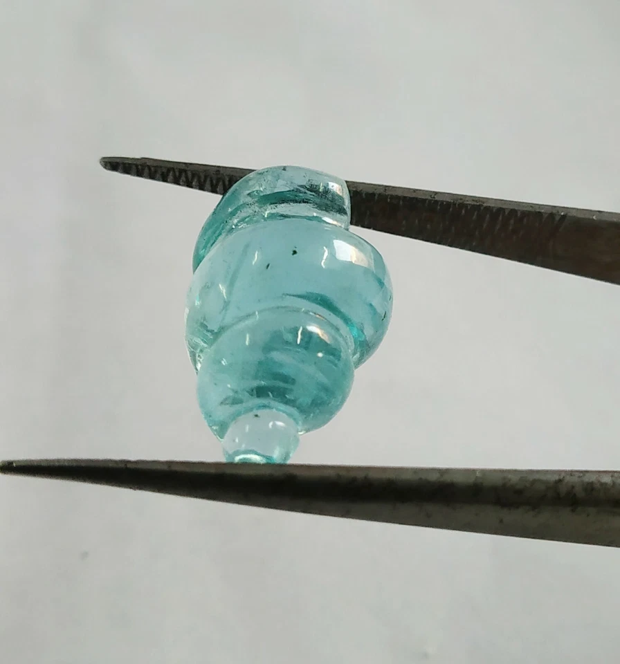 Aquamarine Conch/Drop Carving Blue Color 1 Pc.10x 18 MM.10 Cts Natural Gemstone - Image 3 of 4