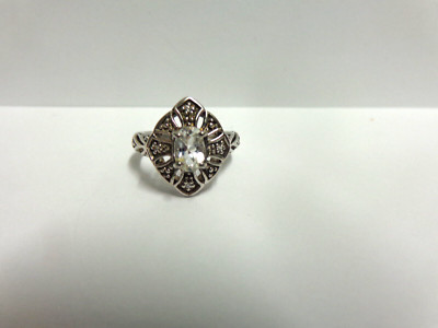 Sterling Silber weißer Saphir Ring Gr. 6 WGT 2,8 Gramm TCW 0,75 Stpd R.J A