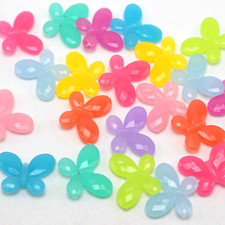 100 Mixed Jelly Color Acrylic Faceted Butterfly Charm Beads 18X13mm Kids Crafts