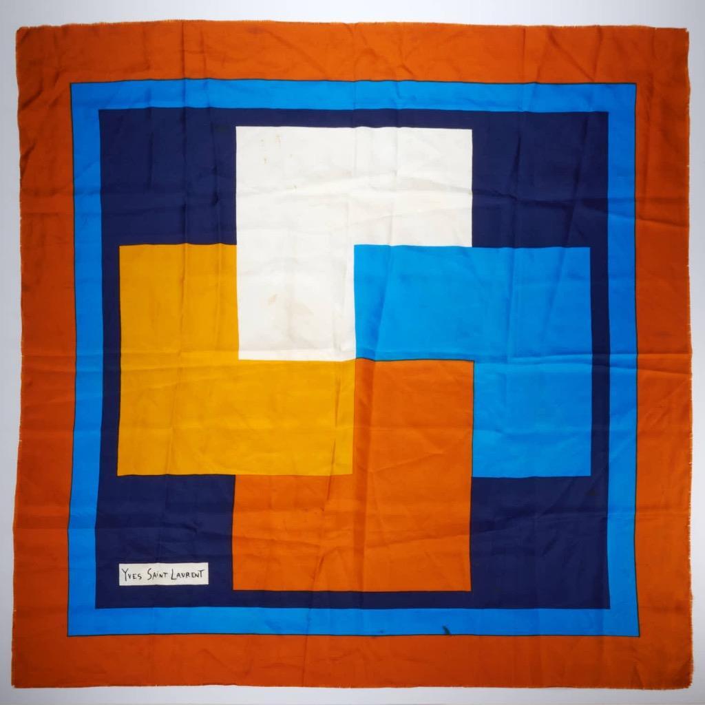 Yves Saint Laurent Orange Yellow Blue Made in France Geometric