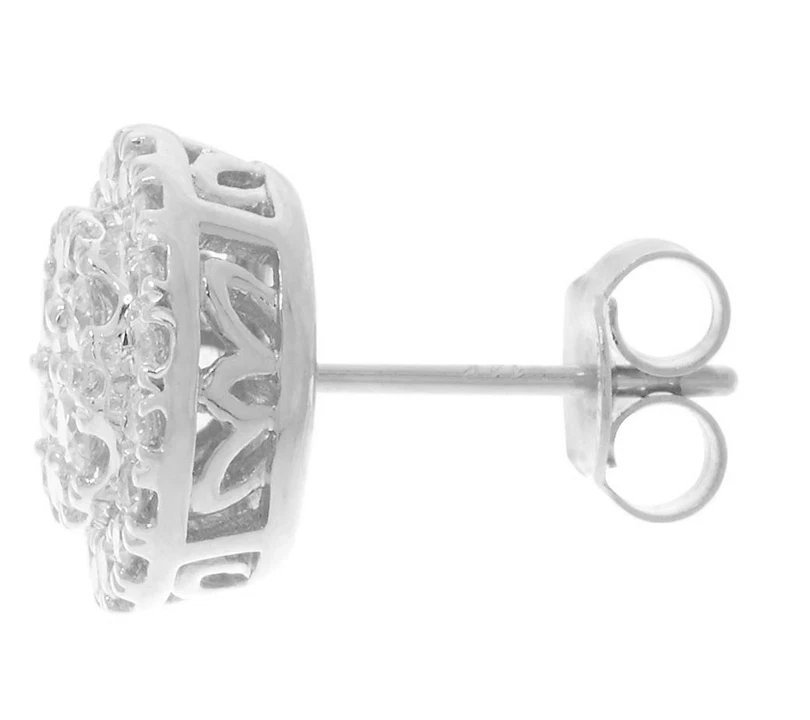 Aretes con racimo de diamantes naturales QVC Affinity de oro sólido de 14 quilates con 1,00 quilates Foto 3 de 4