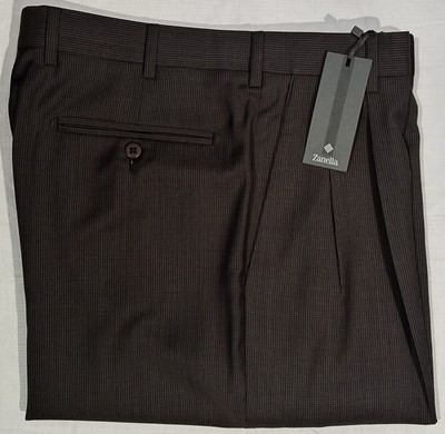 SZ 34 ZANELLA PANTS NEW RARE AUSTIN 2 PLEATED DRESS STRIATED BROWN IMPERFECT