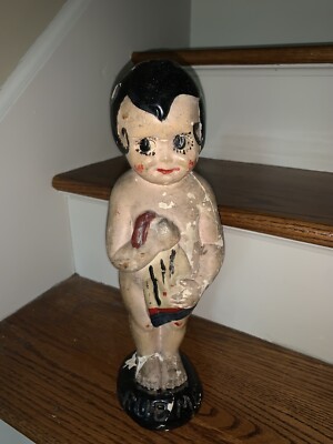 Antique BETTY BOOP Kewpie Original Rub Me Good Luck Chalkware Figure Doll  tb5m