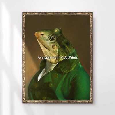 Frosch Gemälde Kunstdruck Poster Wand lustig Portrait verkleidet in Kleidung