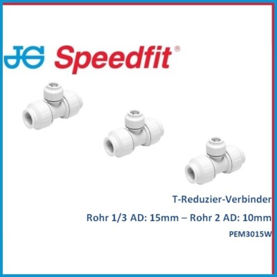 John Guest Speedfit - T-Reduzier-Verbinder 15/10/15mm PEM3015AW (3er Pack)