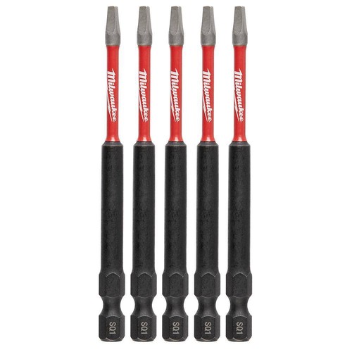 Milwaukee 48-32-4575 SHOCKWAVE Impact Duty 3-1/2" SQ1 Square Bits, 5-Pack