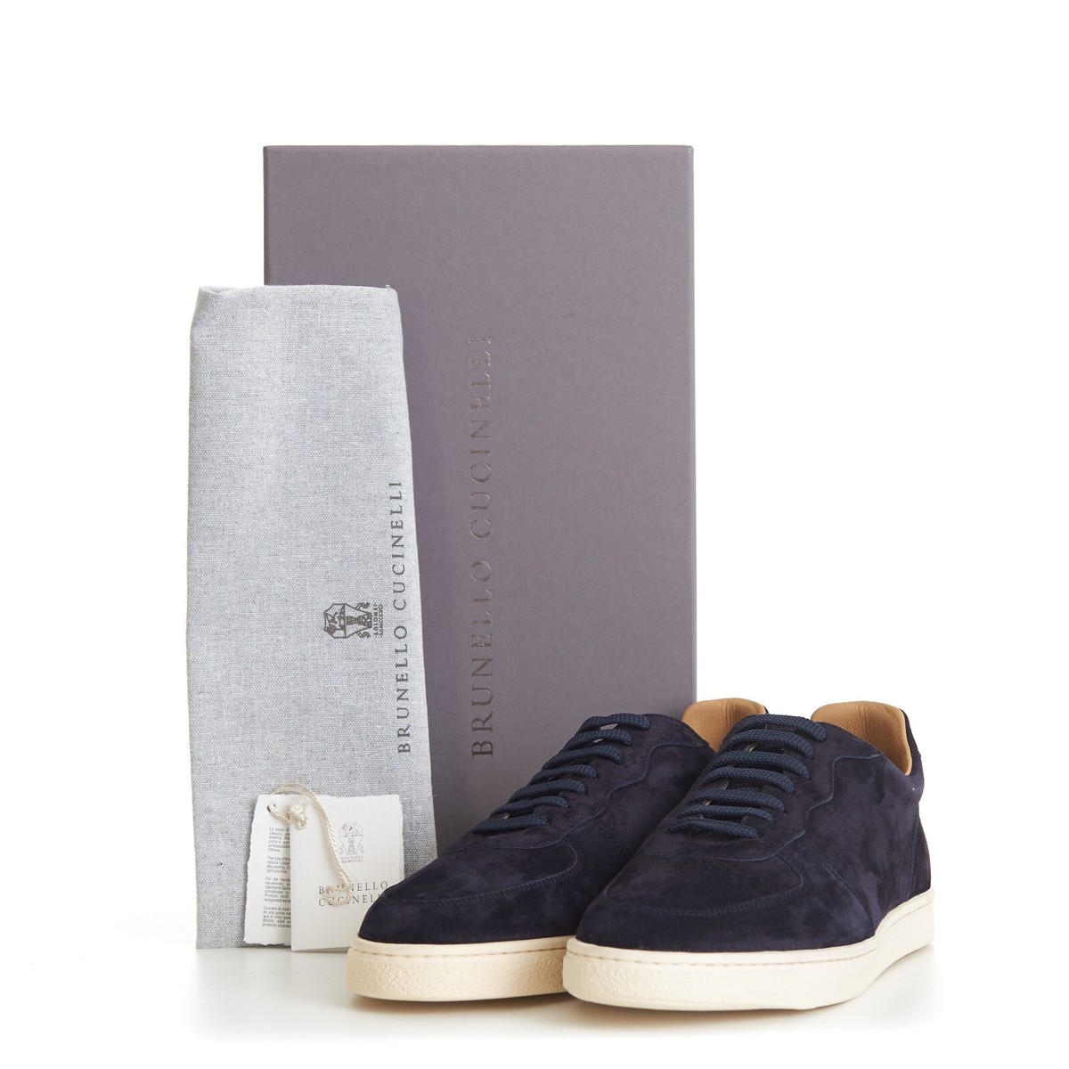 BRUNELLO CUCINELLI 995$ Blue Low-top Sneakers - Logo, Washed BRUNELLO CUCINELLI 995$ Blue Low-top Sneakers - Logo, Washed
