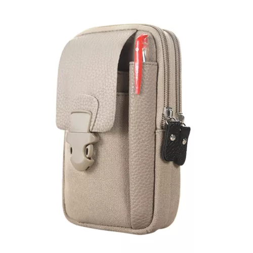 Canvas Men Waist Belt Bags Business Sports Casual Male Zip Mobile Phone Pouch - Picture 37 of 39