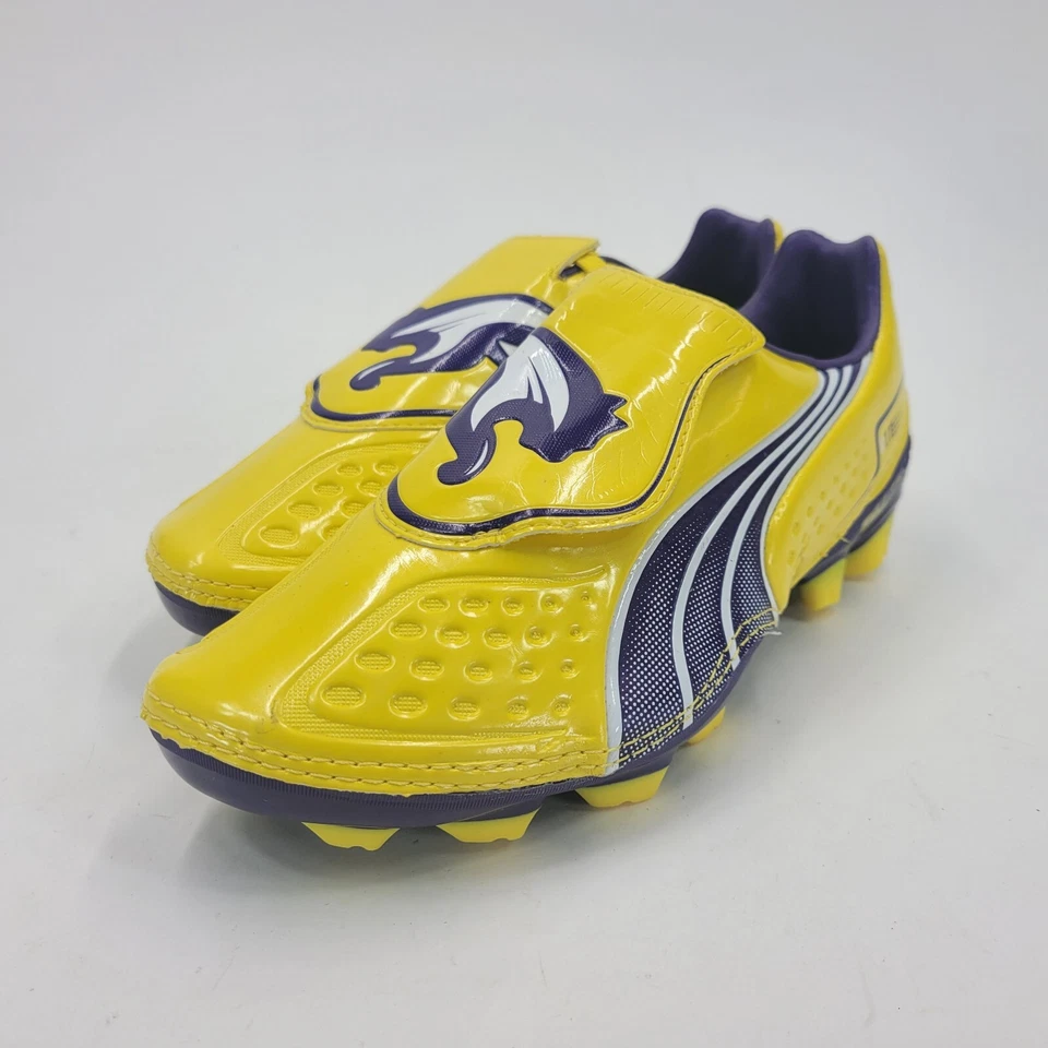 Botas de fútbol Puma V1.11 i FG Jr para niños terreno firme amarillo púrpura talla 4,5 impecables Foto 2 de 4