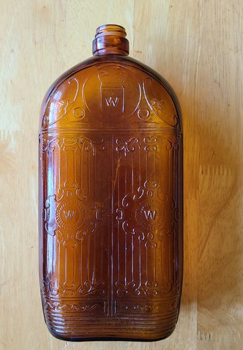 Vintage JAVEX Embossed Amber Glass Jug Antique Brown 12” With Bonus Trade Bott - Picture 5 of 9