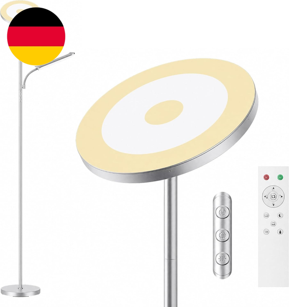 Stehlampe Wohnzimmer, 42W Deckenfluter Mit Leselampe, 4200LM LED Stehlampe Dimmb-image
