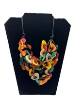 Vero Tagua Necklace American Folk Art Museum Multicolored Handcrafted 18 Inch