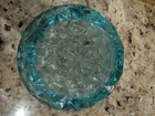 Vintage Mid-Century Modern Aqua Blue Glass Ashtray – Atomic Starburst Pattern