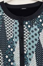 Walbusch Blusen-Shirt-Jacke Gr. 40 - Schwarz/ Türkis/ Petrol/ Weiß -