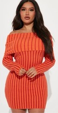 Fashion Nova Mahalia Sweater Mini Dress - Orange NWT Size L - OUT OF STOCK