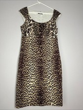 Elie Tahari Leopard Print Silk Blend Dress - Brown & Cream size 12