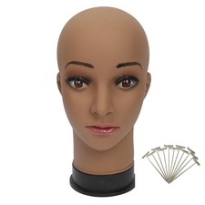 Bald Mannequin Head Brown Female Professional Cosmetology for Wig Making, Dis...