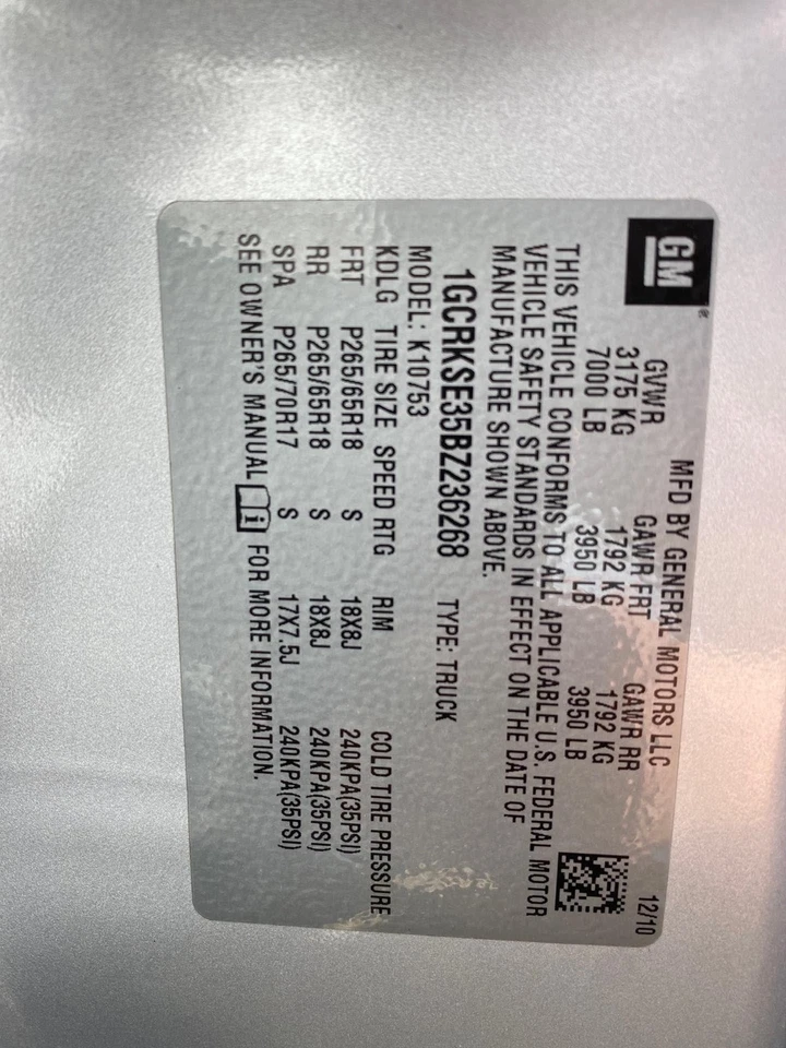 2011 Chevrolet Silverado 1500 Battery Tray OEM 15872637 Foto 4 de 4