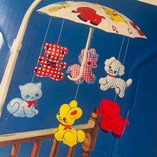 1960s New DOS Dolly Toys vintage baby mobile umbrella animals