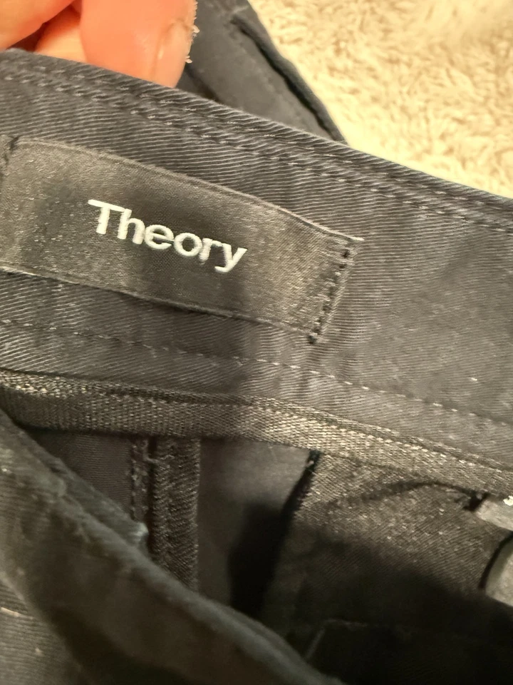 Shorts chino masculino Theory Zaine tamanho 36 costura interna listra bobina preppy - Imagem 4 de 4