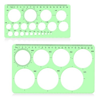 LOKUNN 2 Pcs Circle Template for Drawing, Ruler Quilling Tool, 2, 2 pcs green 