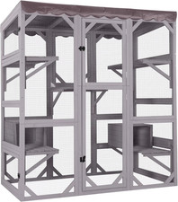 Catio Outdoor Cat Enclosure Large Cat House Multiple Cats Walk in Tarp Roof 70"
