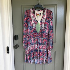 NWT FARM Rio Paisley Scarf Print Tiered Long Sleeve Mini Dress Size XL