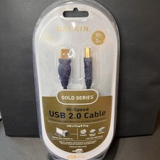 Belkin Hi-Speed USB 2.0 Cable Gold Series 10 FT 24k Gold Plated - NEW