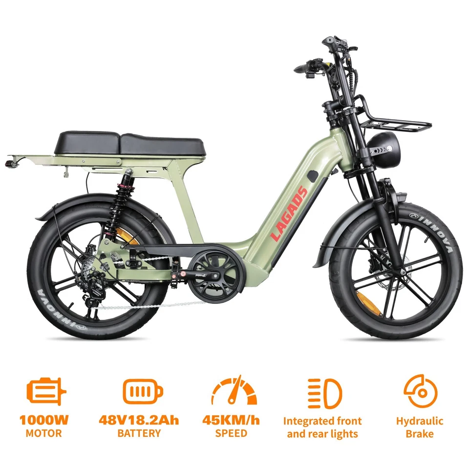 LAGADS D50 Electric Bicycle 1000W 18.2Ah Dual Suspension ebike Fat  Emountain - image 2 of 4