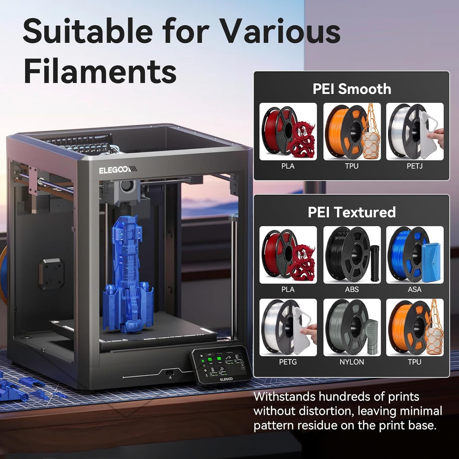 260x271MM PEI Build Plate for 264*276mm, Double Sided (Smooth+Textured) 