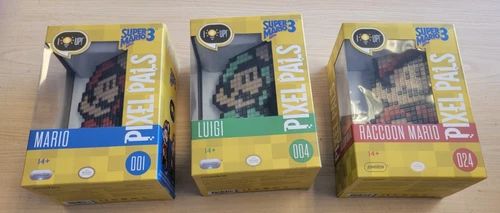 Super Mario Bros 3 Raccoon Mario # 001 # 024 / Luigi # 004 Pixel Pals x 3 PDP