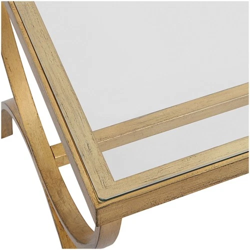 Uttermost 25186 Crescent 48"W Iron and Tempered Glass Coffee - Gold - Picture 5 of 7