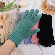 Unisex Winter Wool Knit Gloves Touchscreen Warm Fleece Thick Driving Men