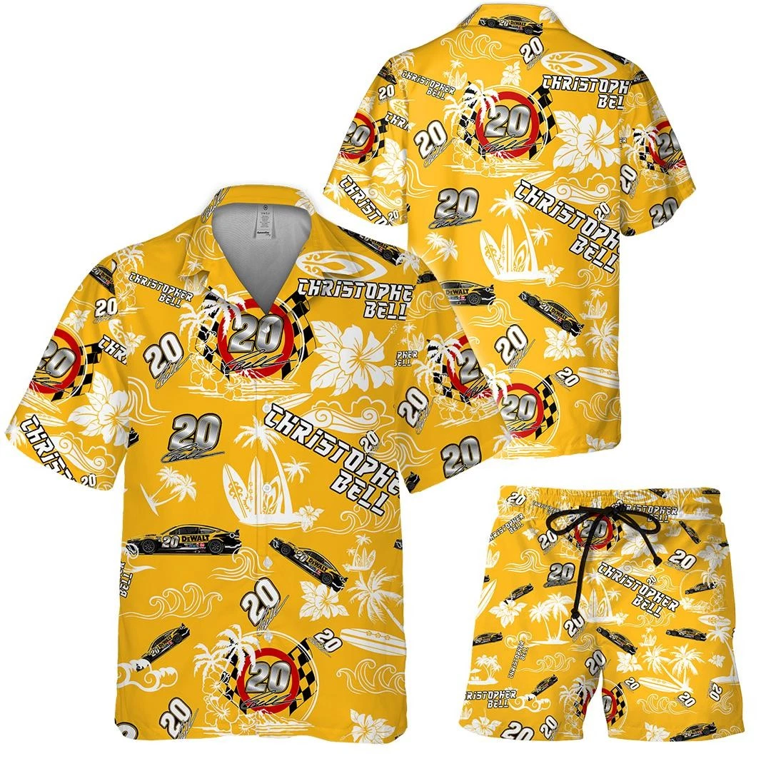 Christopher Bell Nascar Racing Baseball Jersey Button Hawaiian Shirts Short Pant