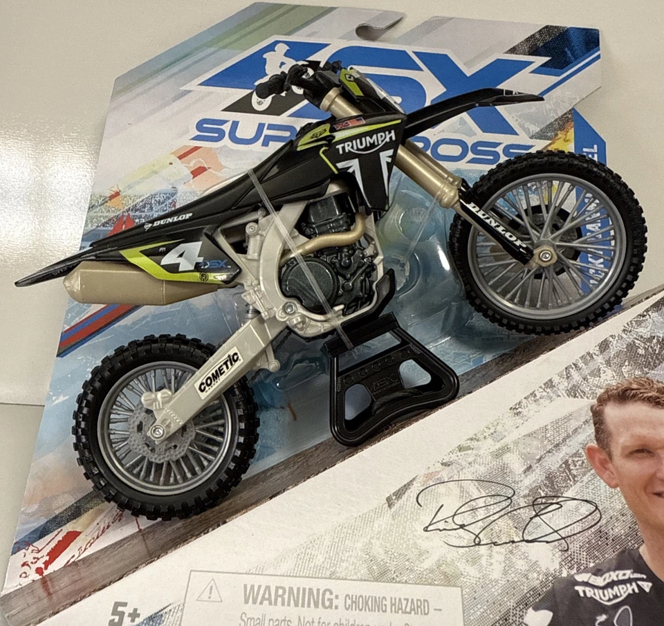 SX Supercross RICKY CARMICHAEL Triumph TF 450 Moto Motorcycle Diecast 1:10 Scale - Image 3 of 4
