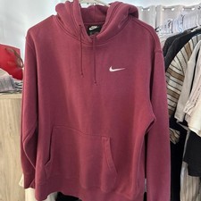 Nike Vintage Style Pullover Hoodie Burgundy Medium