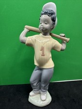 LLADRO Next at Bat Black Legacy BASEBALL Figurine #5828 Retired 1995 MINT