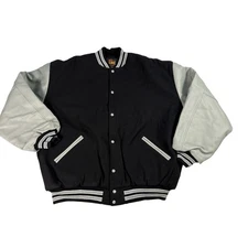 New Men’s 6X Tall Black and Gray Varsity Jacket Game Sportwear