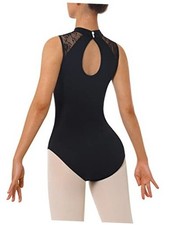 Women's Turtleneck Dance Ballet Leotard With Durable Small Sleeveless Black