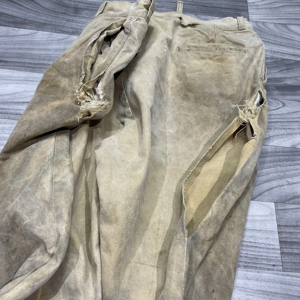 Vintage 1920s Canvas Hunting Pants Workwear Mens 36 x 30 Distressed Thrashed - Image 3 of 4