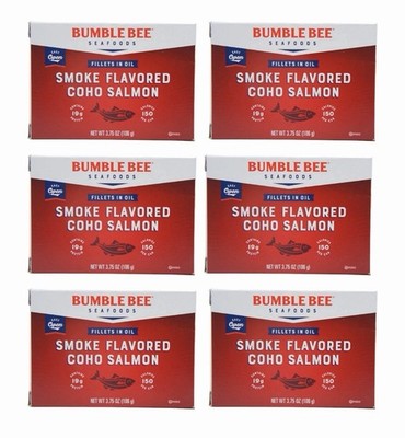 Bumble Bee Coho Salmon Fillet Smoked Flavored In Oil Tin Can 3.75 OZ 6PK- 4/2028