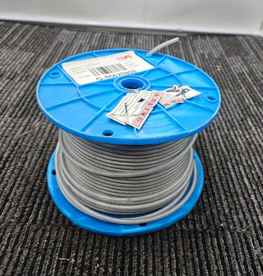 Indusco 20500731 500FT 3/32 3/16'' 7x7 Galvanized Aircraft Cable Spool Silver